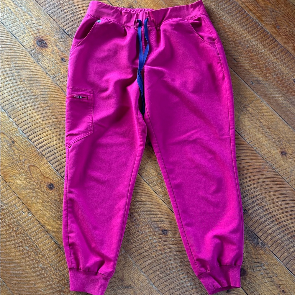 Figs Pink Joggers with Blue Accents